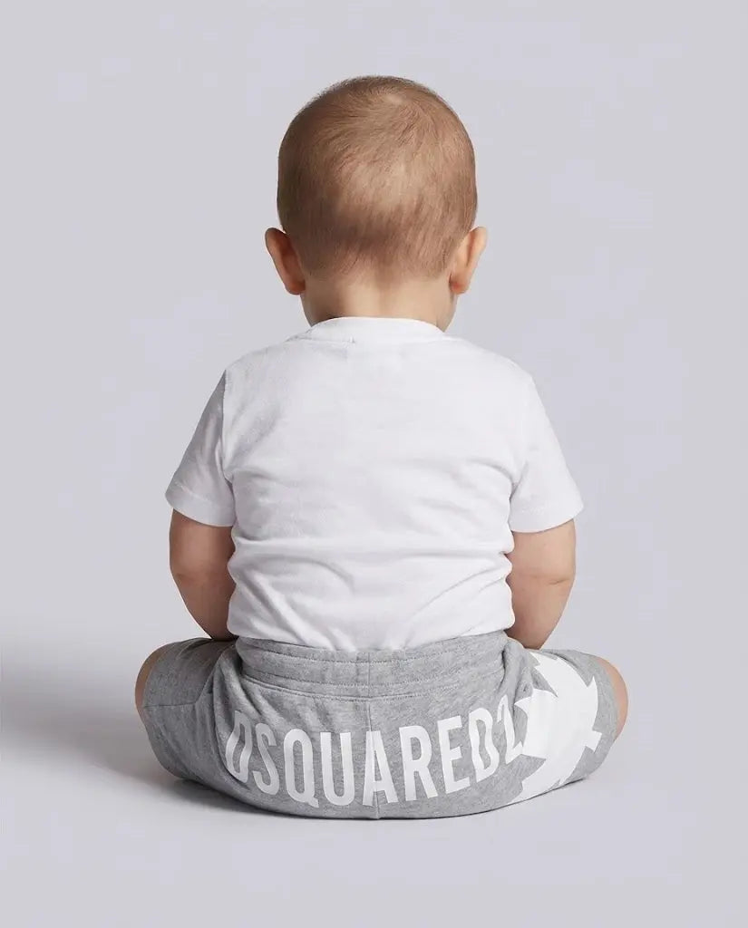 Dsquared2 Bambino Neonato | Pantaloncini Modello Bermuda | Logo Foglia | Grigio Dsquared2 Neonato