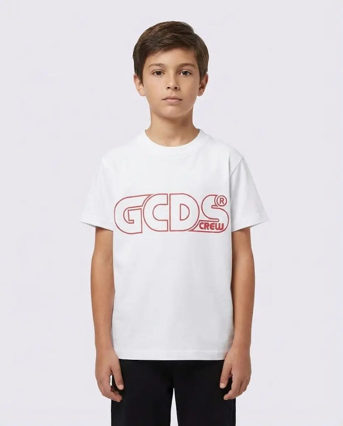 T-SHIRT GCDS LOGO RICAMO BIANCO GCDS