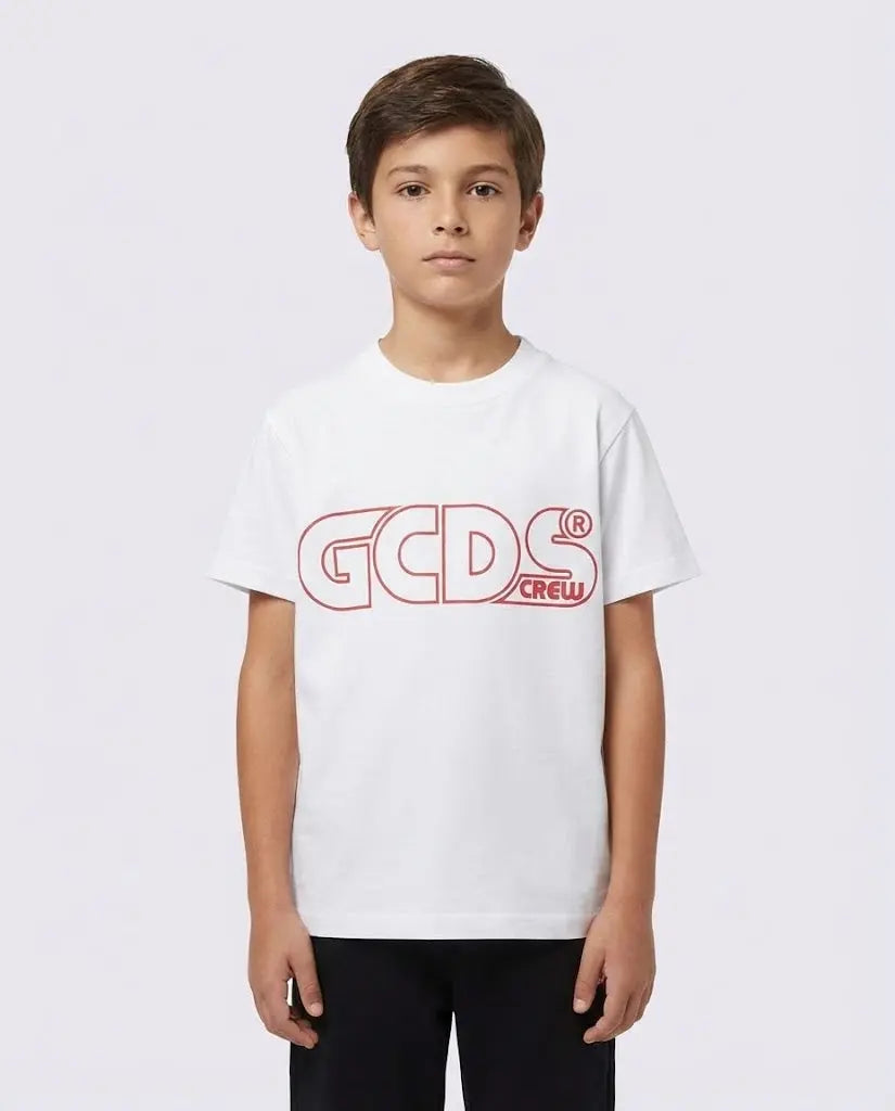 T-SHIRT GCDS LOGO RICAMO BIANCO GCDS