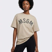 T Shirt Msgm | Modello Oversize Unisex | Logo | Beige MSGM
