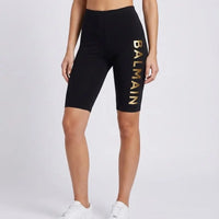 Pantaloncini Balmain Donna | Modello Ciclista | Logo Oro Balmain