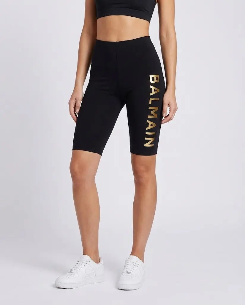 Pantaloncini Balmain Donna | Modello Ciclista | Logo Oro Balmain