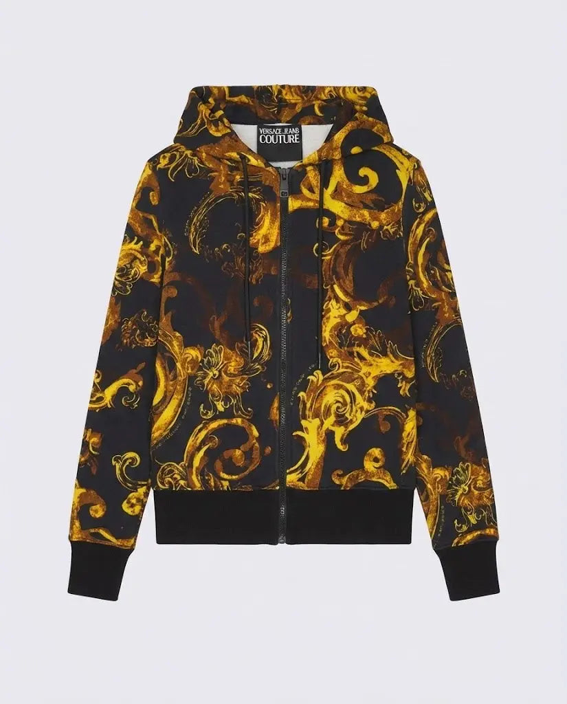 Felpa Versace Jeans Couture Donna | Logo Barocco Oro | Nero Versace Jeans