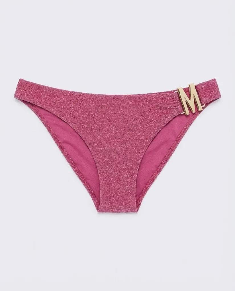 Costume Moschino Donna | Bikini Due Pezzi in Lycra | Logo Oro | Fucsia Moschino