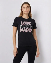 T Shirt Philipp Plein Donna | Logo Brillantini | Nero Philipp Plein