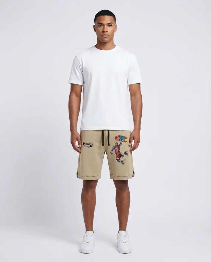 Pantaloncini Disclaimer Uomo | Logo Basket | Beige Disclaimer