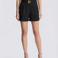 Pantaloncini Balmain Donna | Logo Oro | Nero Balmain