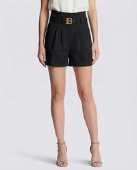 Pantaloncini Balmain Donna | Logo Oro | Nero Balmain