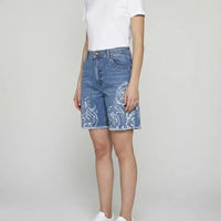 Pantaloncini Donna Versace Jeans Couture | Shorts in Jeans Stampa Barocco | Outlet Versace Jeans
