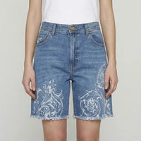 Pantaloncini Donna Versace Jeans Couture | Shorts in Jeans Stampa Barocco | Outlet Versace Jeans