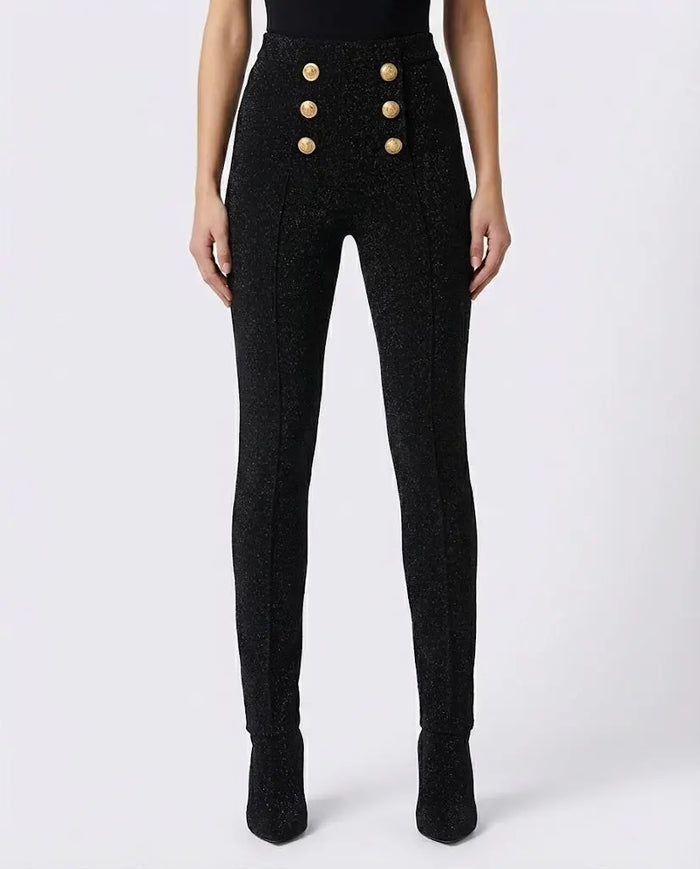 Pantaloni Balmain Donna | Bottoni Oro | Nero Balmain