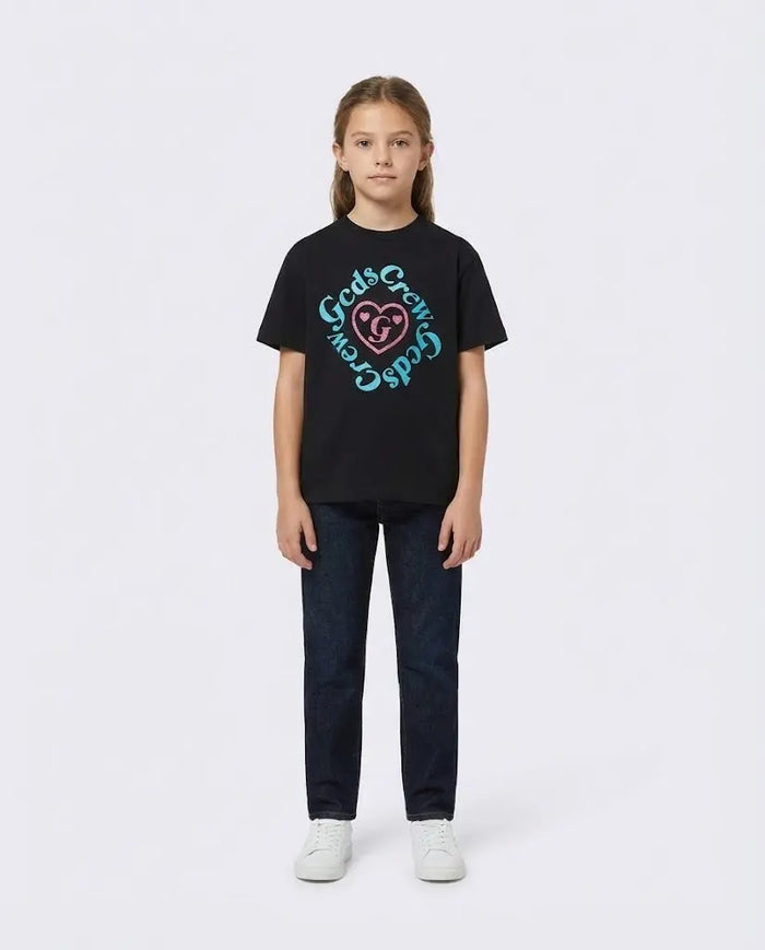 T Shirt Gcds Bambina | Logo Crew | Nero GCDS