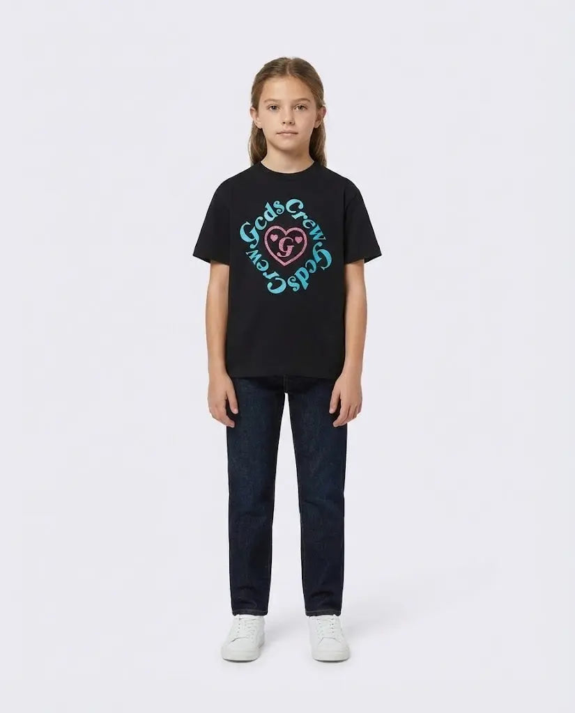 T Shirt Gcds Bambina | Logo Crew | Nero GCDS