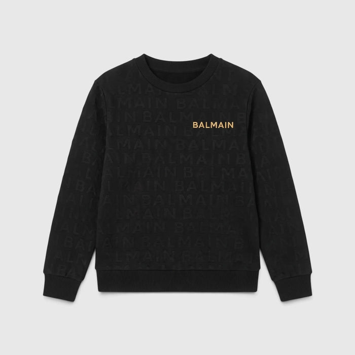 Felpa Balmain | Logo All Over Oro | Nero Balmain