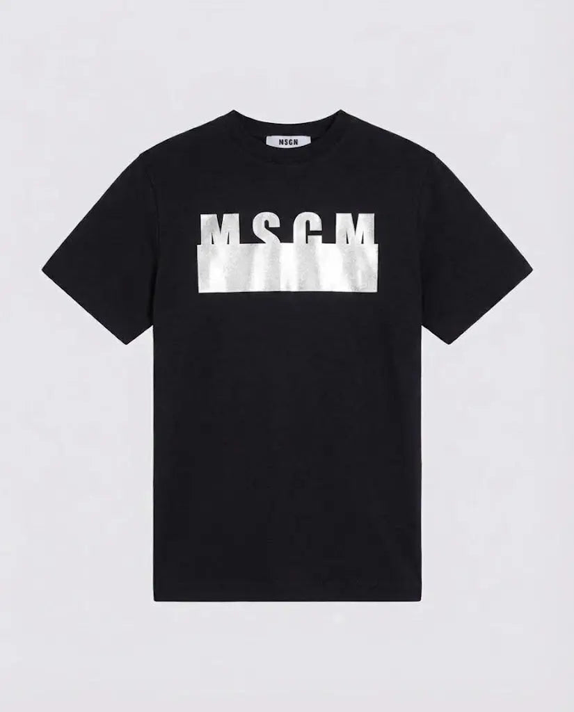 T Shirt Msgm | Modello Unisex | Logo Argento | Nero | Outlet MSGM