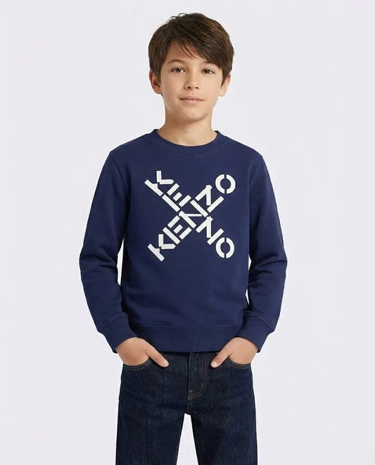 Felpa Kenzo Bambino | Logo Frontale | Blu | Outlet Kenzo