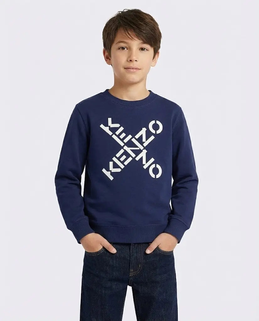 Felpa Kenzo Bambino | Logo Frontale | Blu | Outlet Kenzo