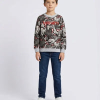 Felpa Kenzo Bambino | Logo All Over | Grigio | Outlet Kenzo