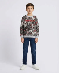 Felpa Kenzo Bambino | Logo All Over | Grigio | Outlet Kenzo