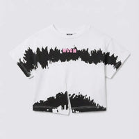 T Shirt Msgm Donna | Crop con Nodo | Logo Frontale | Bianco | Outlet MSGM