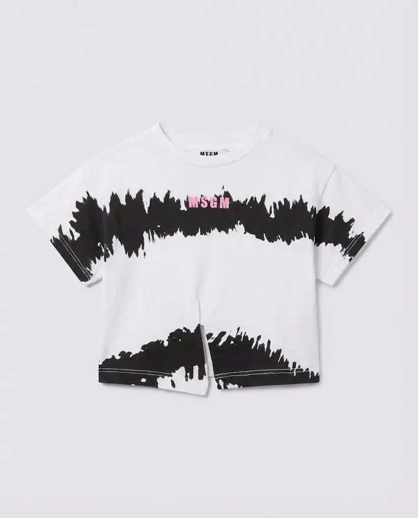 T Shirt Msgm Donna | Crop con Nodo | Logo Frontale | Bianco | Outlet MSGM