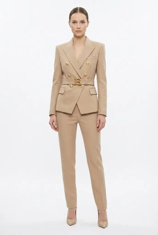 Giacca Balmain Donna | Modello Blazer Doppiopetto | Beige Balmain