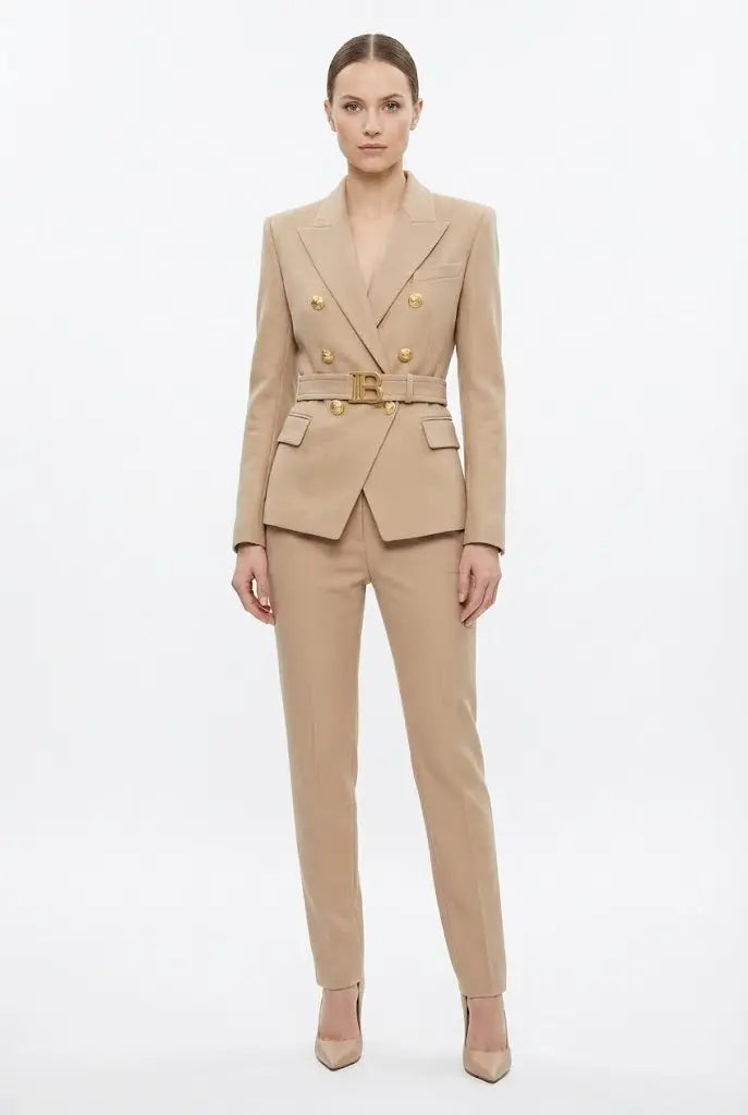 Giacca Balmain Donna | Modello Blazer Doppiopetto | Beige Balmain