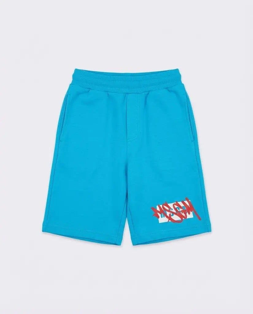 Pantaloncini Msgm | Modello Unisex | Logo Graffiti | Celeste | Outlet MSGM