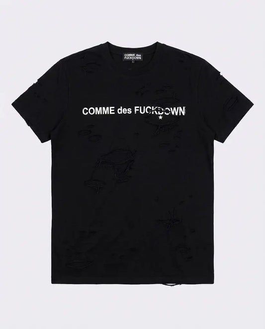 Comme Des Fuckdown | Maglietta con Strappi e Rotture | Colore Nero | Outlet Comme Des Fuckdown