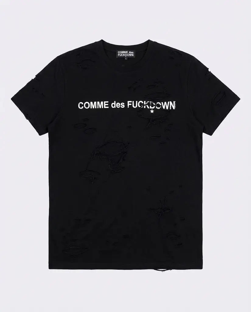 Comme Des Fuckdown | Maglietta con Strappi e Rotture | Colore Nero | Outlet Comme Des Fuckdown