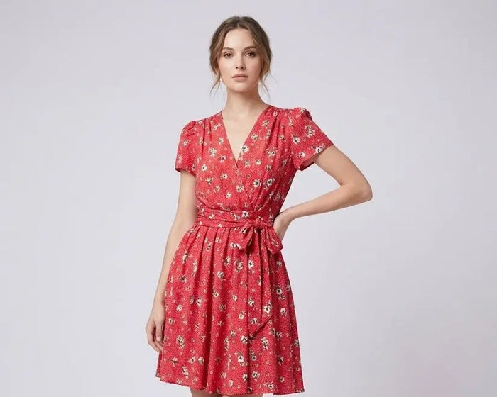 Abito Aniye By Donna | Corto Mini Dress | Fantasia Fiori Rosso Aniye By