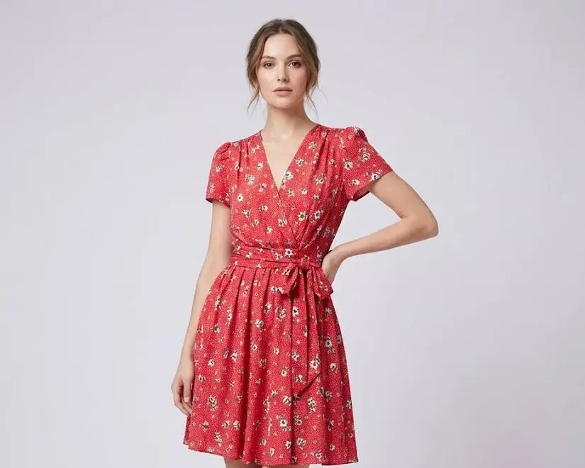 Abito Aniye By Donna | Corto Mini Dress | Fantasia Fiori Rosso Aniye By