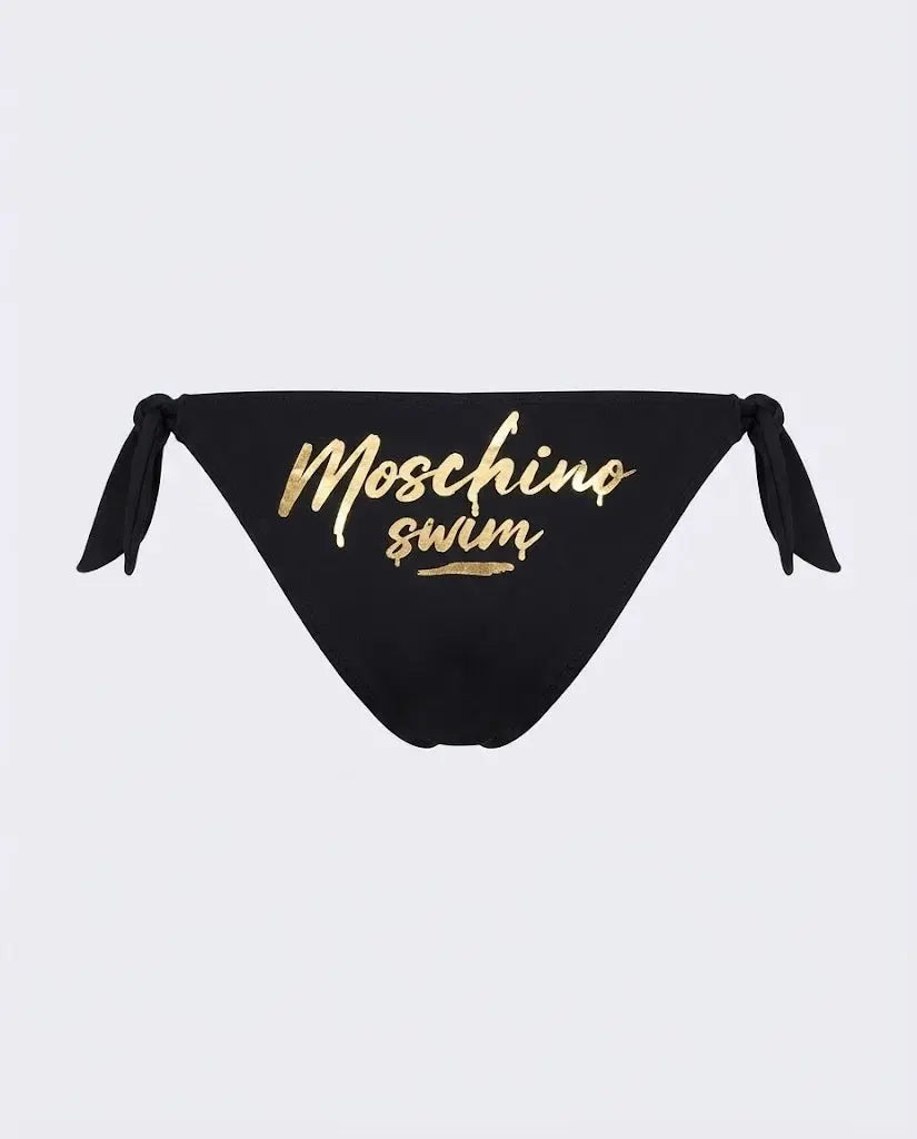 Costume Moschino Donna | Bikini Due Pezzi a Fascia | Logo Oro | Nero Moschino