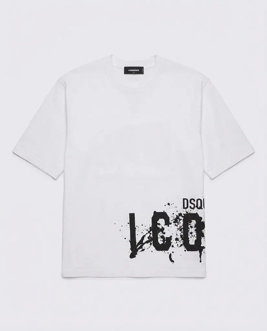 T Shirt Dsquared2 Icon | Logo Laterale Nero | Bianco Dsquared2