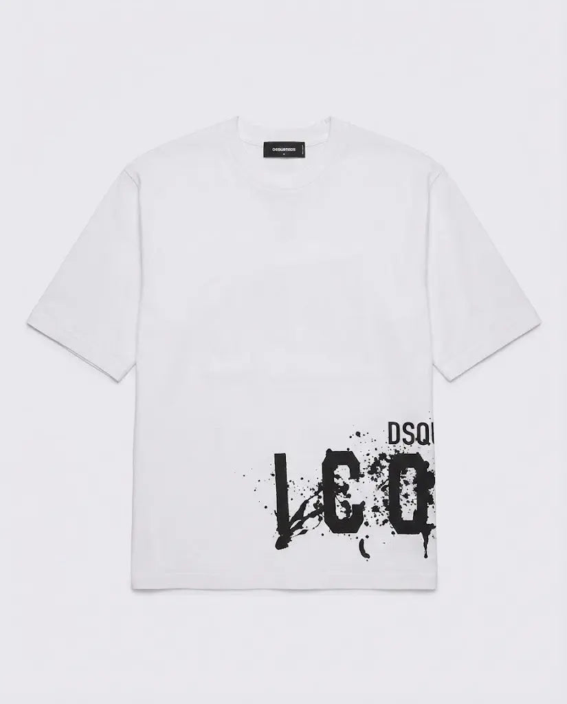 T Shirt Dsquared2 Icon | Logo Laterale Nero | Bianco Dsquared2