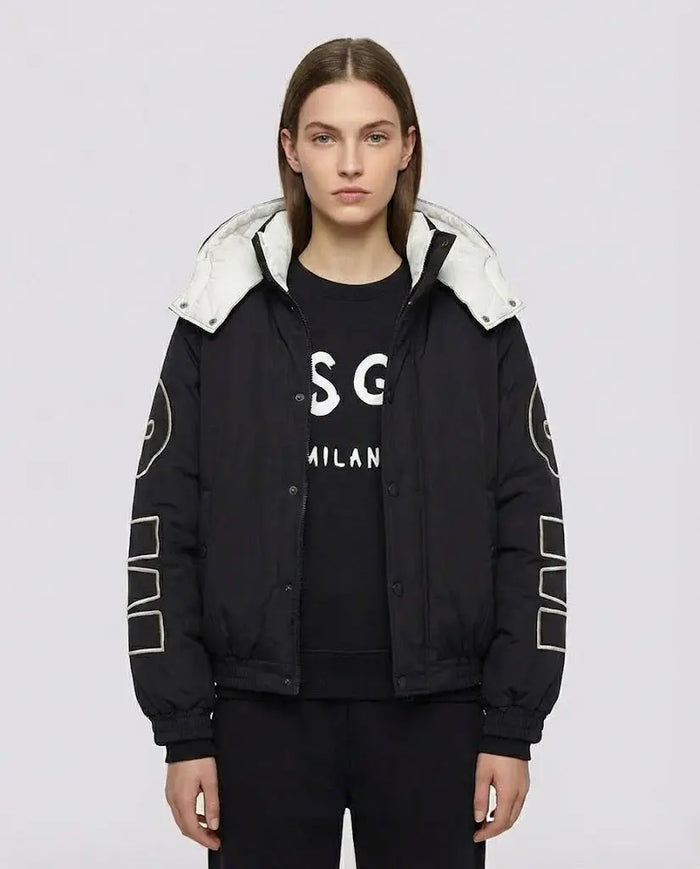 Piumino Msgm Donna | Giubbotto in Nylon | Logo Ricamo | Nero | Outlet MSGM