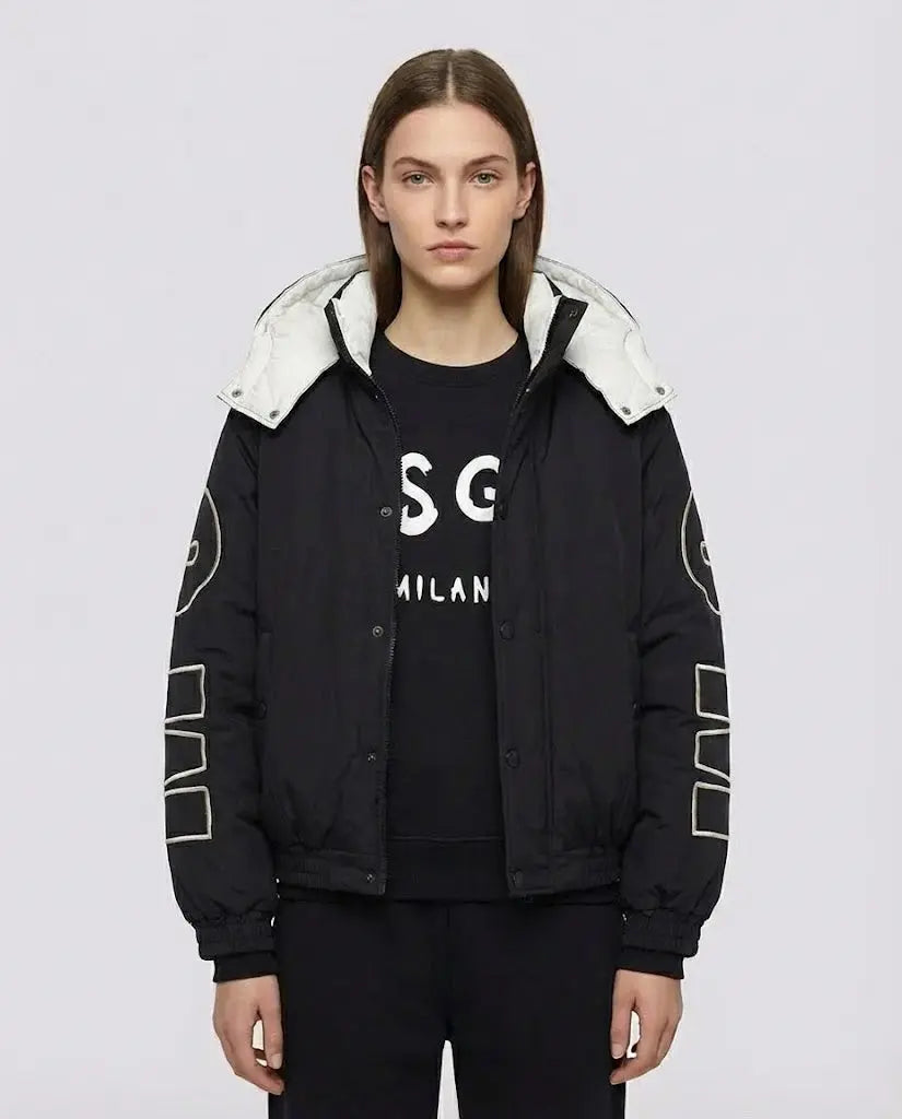 Piumino Msgm Donna | Giubbotto in Nylon | Logo Ricamo | Nero | Outlet MSGM