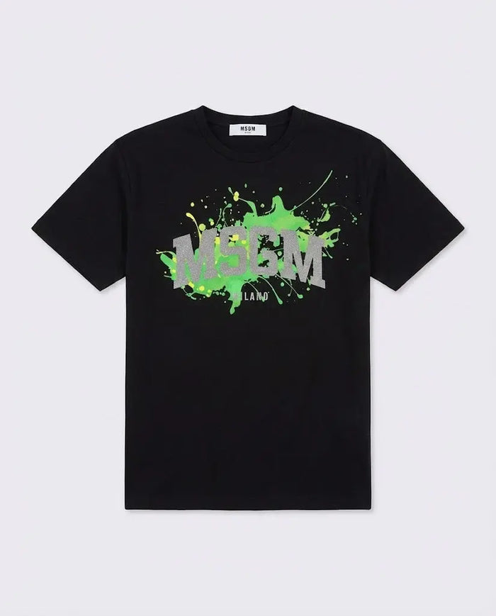 T Shirt Msgm | Modello Unisex | Logo Paint | Nero | Outlet MSGM