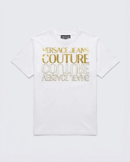 T Shirt Versace Jeans Couture Donna | Logo Oro | Bianco Versace Jeans