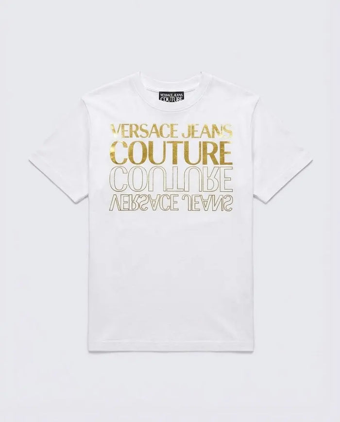 T Shirt Versace Jeans Couture Donna | Logo Oro | Bianco Versace Jeans