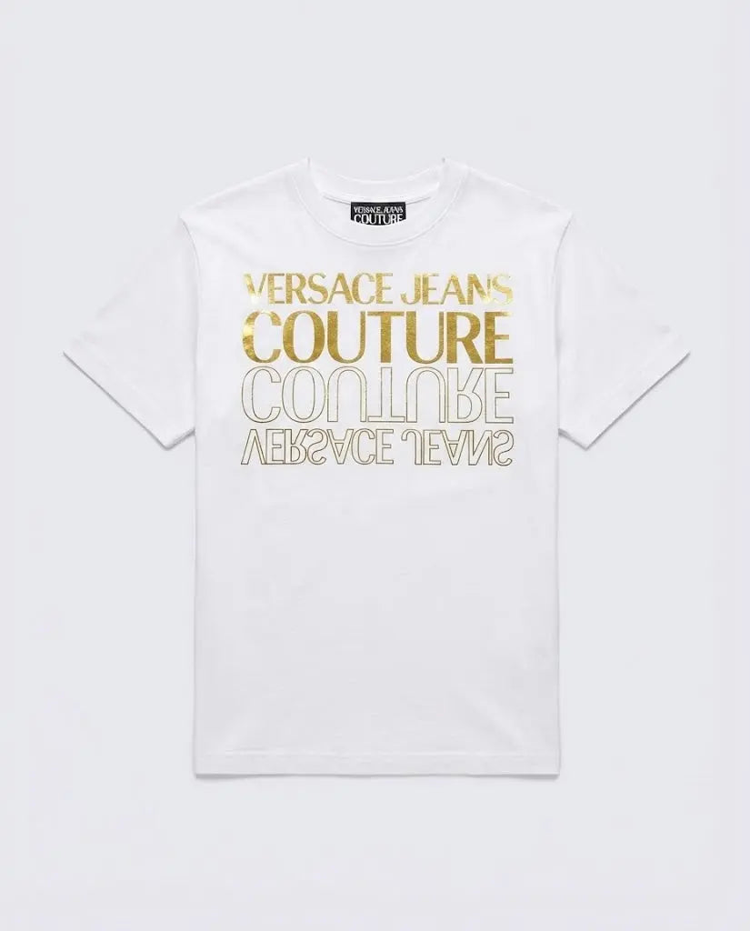 T Shirt Versace Jeans Couture Donna | Logo Oro | Bianco Versace Jeans