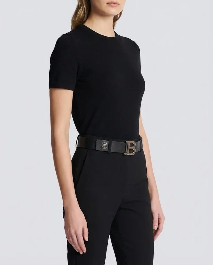 Cintura Balmain Donna | Logo e Borchie Argento | In Pelle Balmain