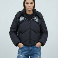 Piumino Msgm Donna | Giubbotto in Nylon | Logo Cappuccio | Nero | Outlet MSGM