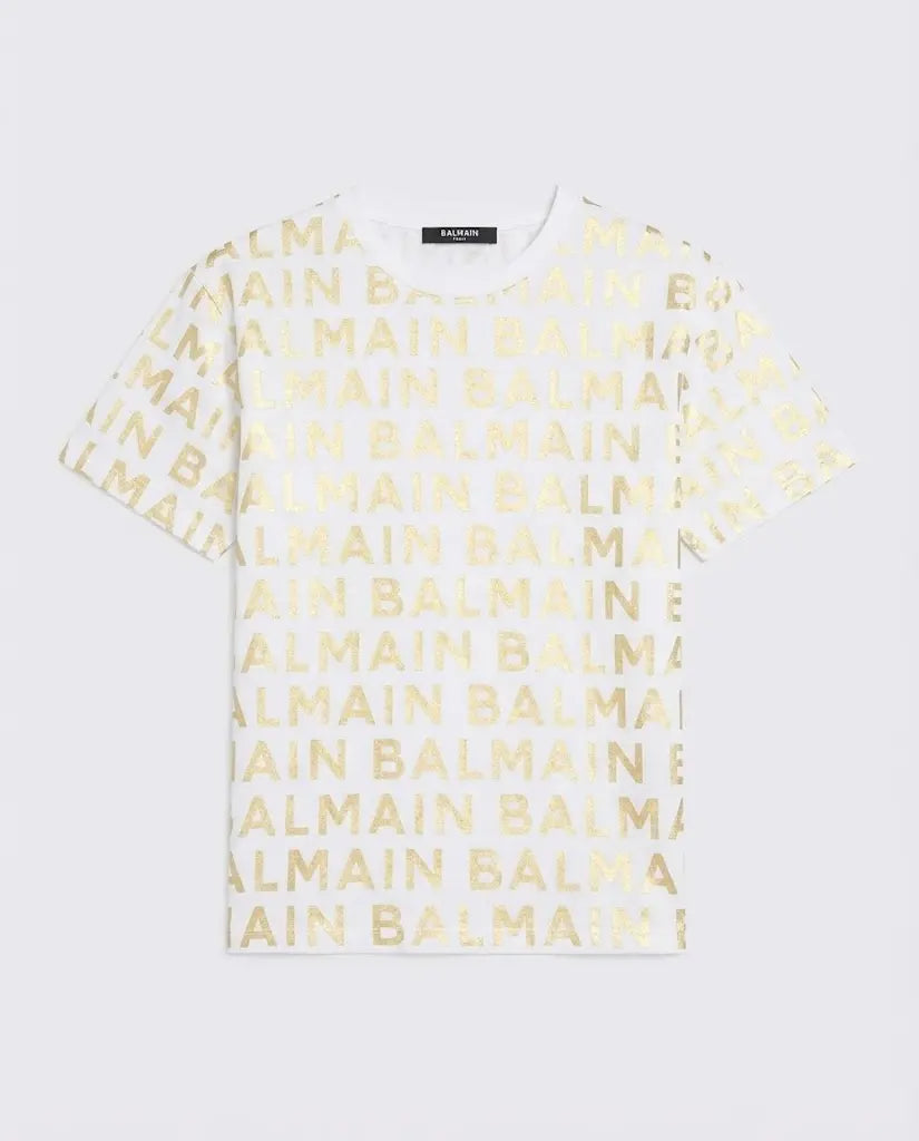 T Shirt Balmain | Logo Oro | Oversize | Bianco Balmain
