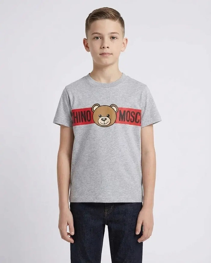 T Shirt Moschino Kids | Unisex | Banda Logo Orsetto Toy | Grigio Moschino Kids
