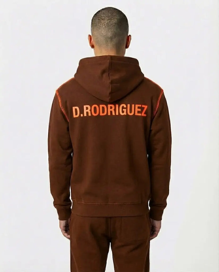 Tuta Diego Rodriguez Uomo | Logo Arancio Fluo | Marrone Tabacco Diego Rodriguez