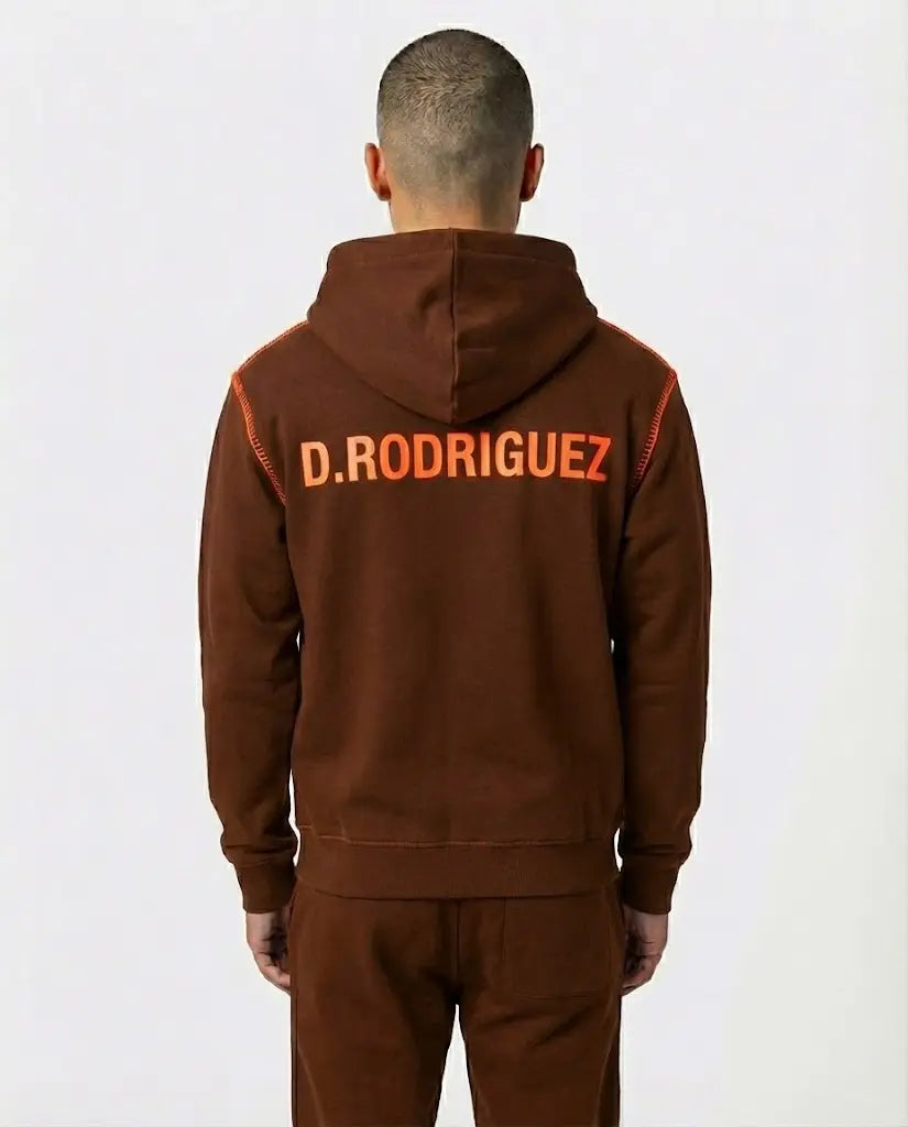 Tuta Diego Rodriguez Uomo | Logo Arancio Fluo | Marrone Tabacco Diego Rodriguez
