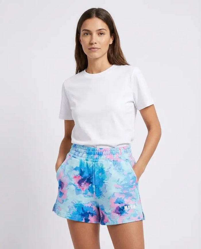 Pantaloncini Msgm | Shorts Donna | Tie Dye | Celeste | Outlet MSGM