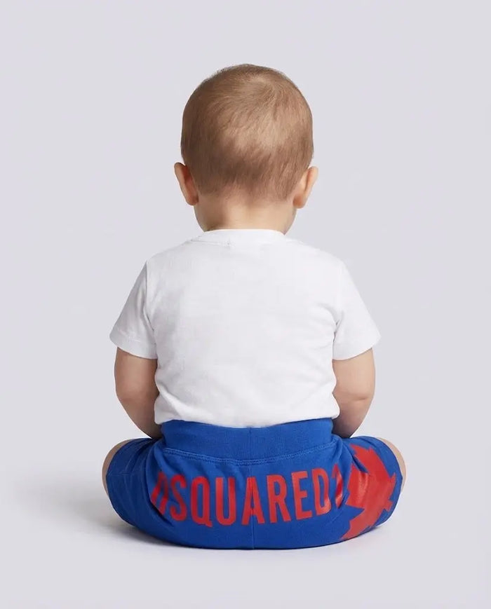 Dsquared2 Bambino Neonato | Pantaloncini Modello Bermuda | Logo Foglia | Blu Dsquared2 Neonato