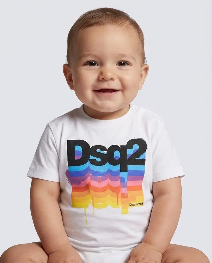 Dsquared2 Bambino Neonato | T Shirt Logo DSQ2 | Colore Bianco | Outlet Dsquared2 Neonato